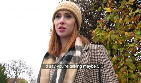 Чешский пикапер соблазняет рыжую красотку огромными бабками на дикий секс!